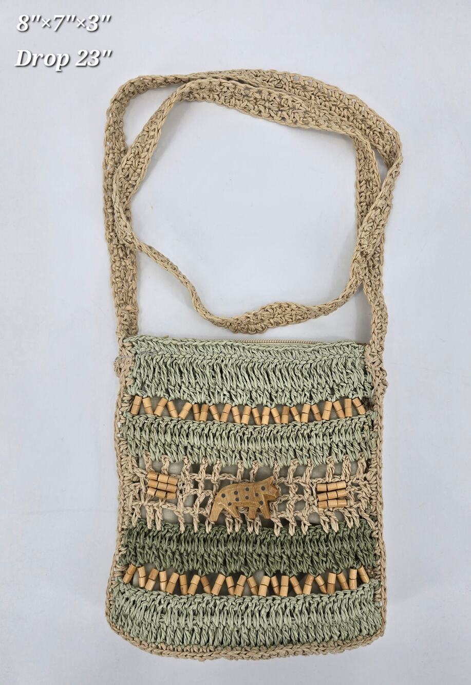 St. John’s Bay 90s Woven Straw Crossbody Bag Beaded Accents Indie Boho Festival